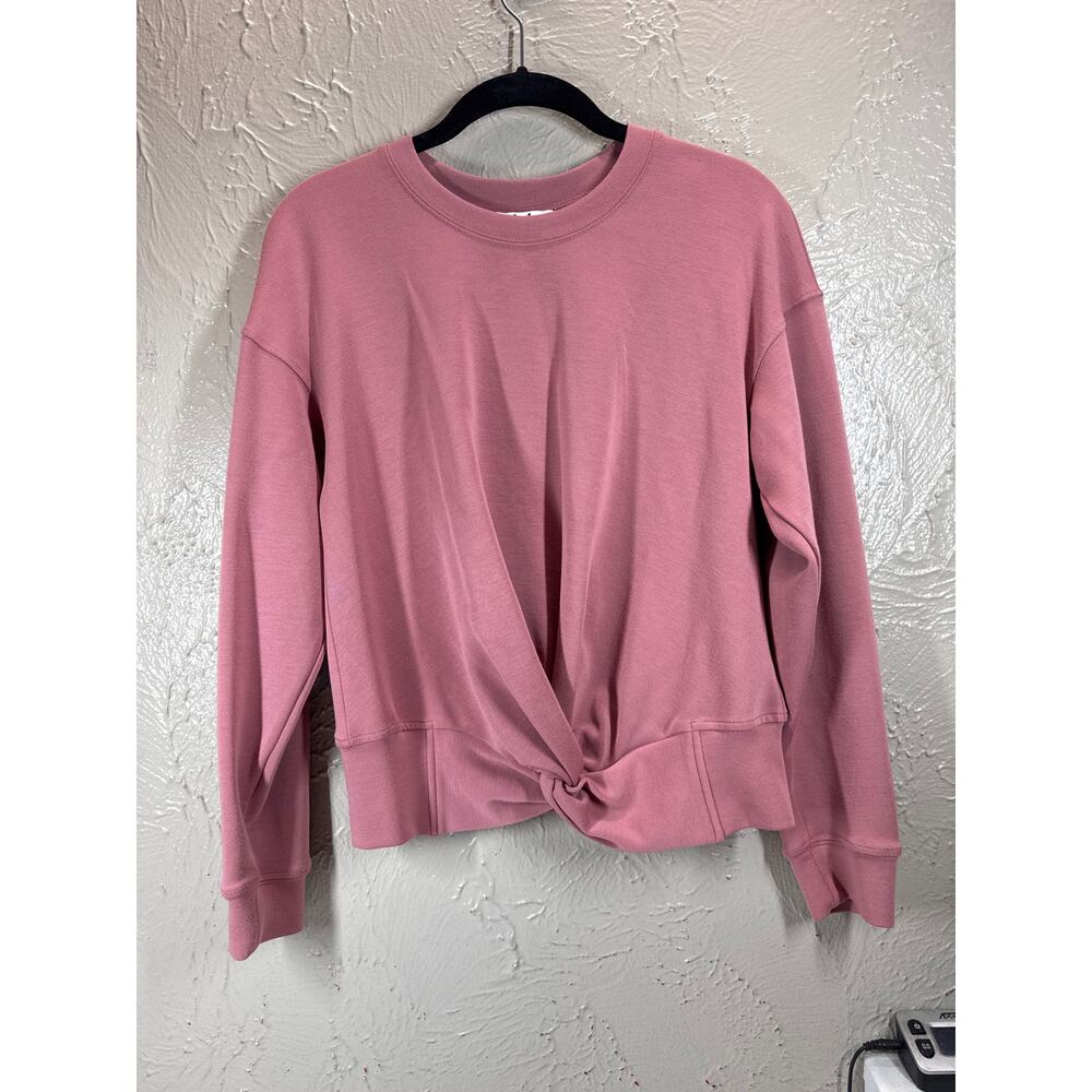 Magaschoni Sweater Womens Pink Twist Waist Cottagecore Pullover Knot Front Sz XS